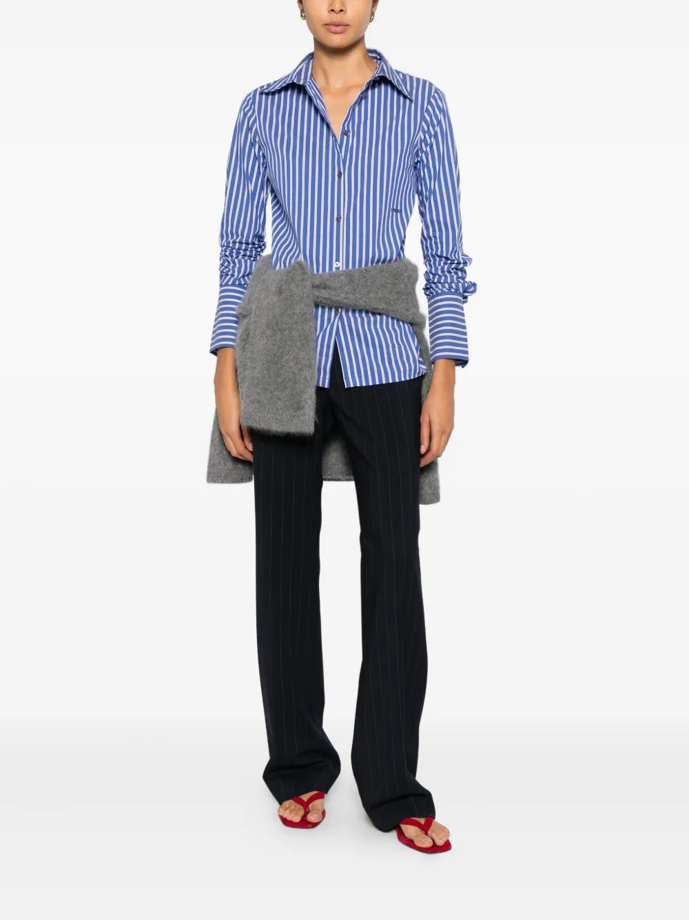 PINKO pinstripe-pattern trousers - Blauw