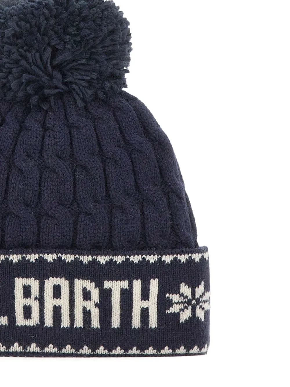 Mc2 Saint Barth Wilhelm Cable-knit Pompom Beanie In Black