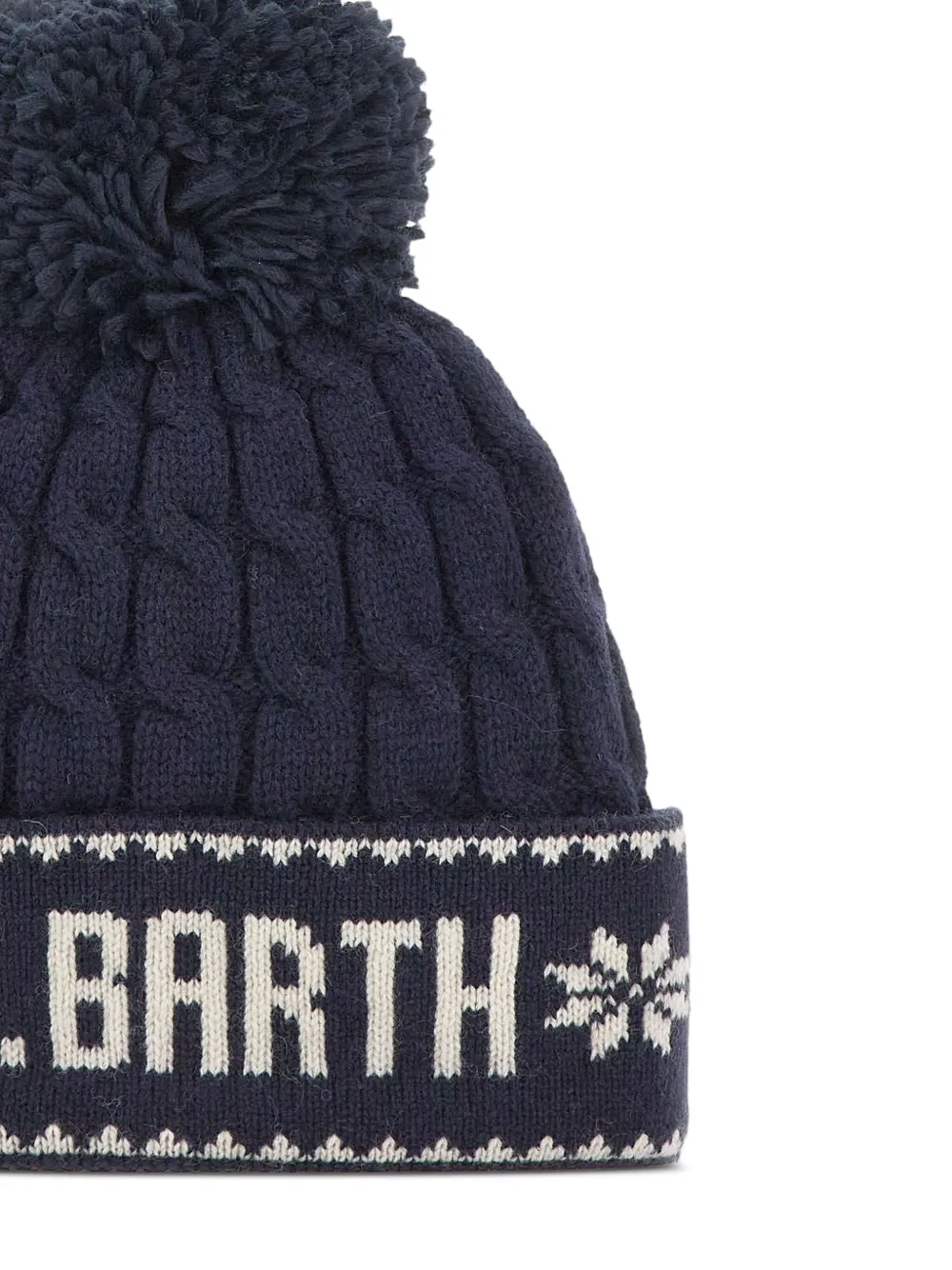 MC2 Saint Barth Wilhelm kabelgebreide muts met pompon Blauw