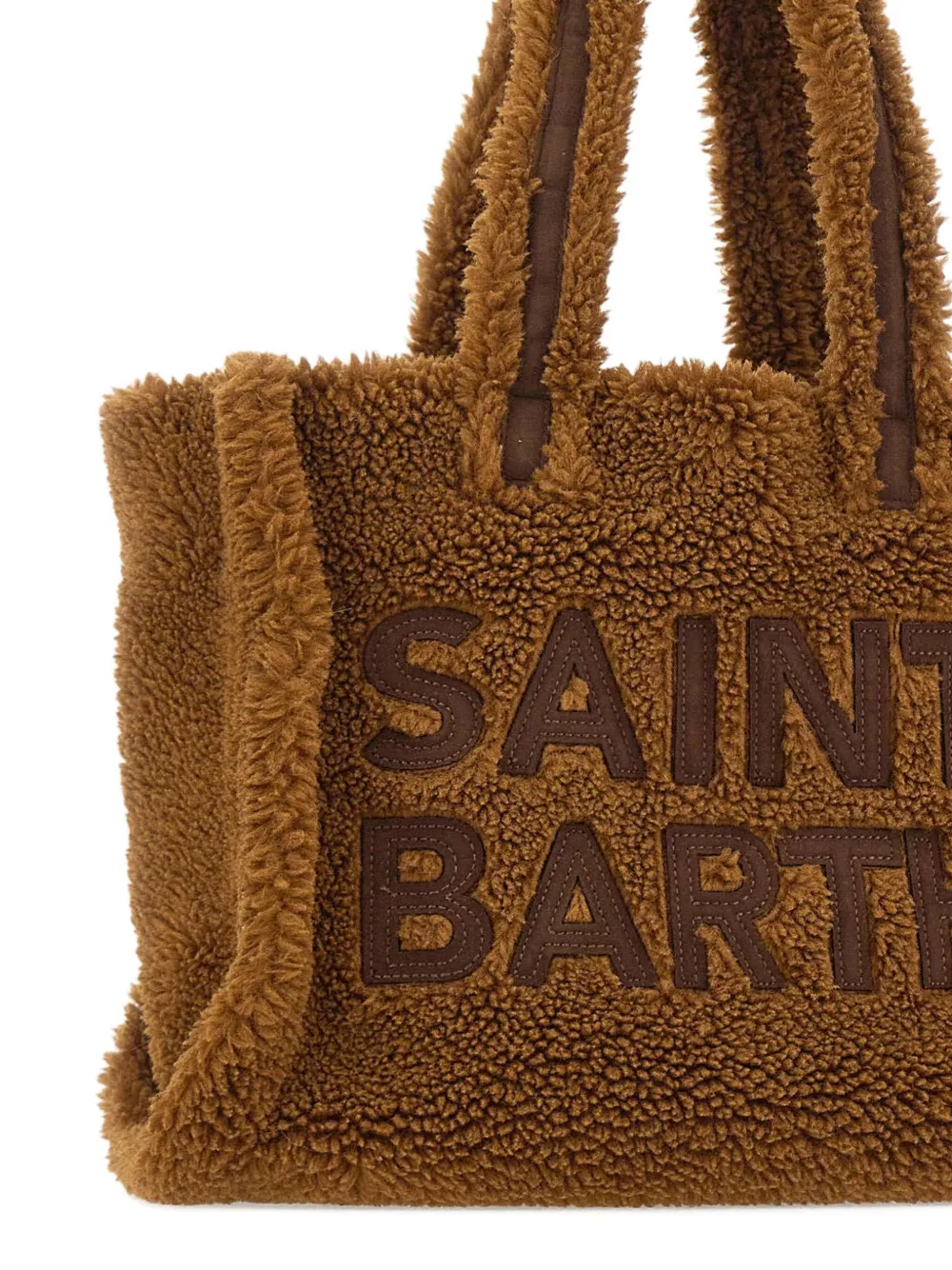Mc2 Saint Barth Logo-embroidered Teddy Tote Bag In Brown