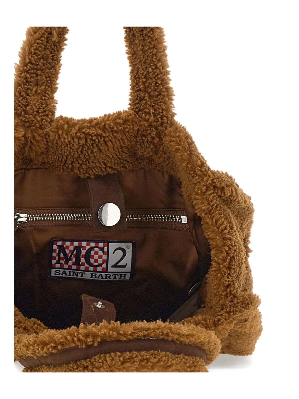 Mc2 Saint Barth Logo-embroidered Teddy Tote Bag In Brown