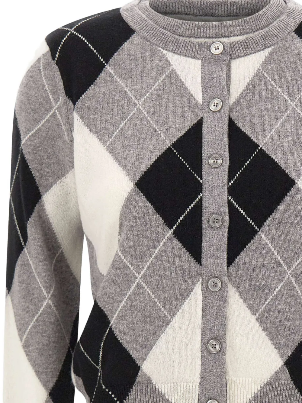 Kaos Diamond-pattern Button Cardigan In Gray