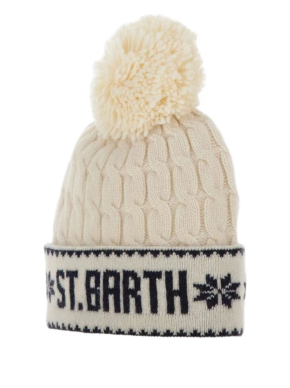 Mc2 Saint Barth Wilhelm Cable-knit Pompom Beanie In Neutral