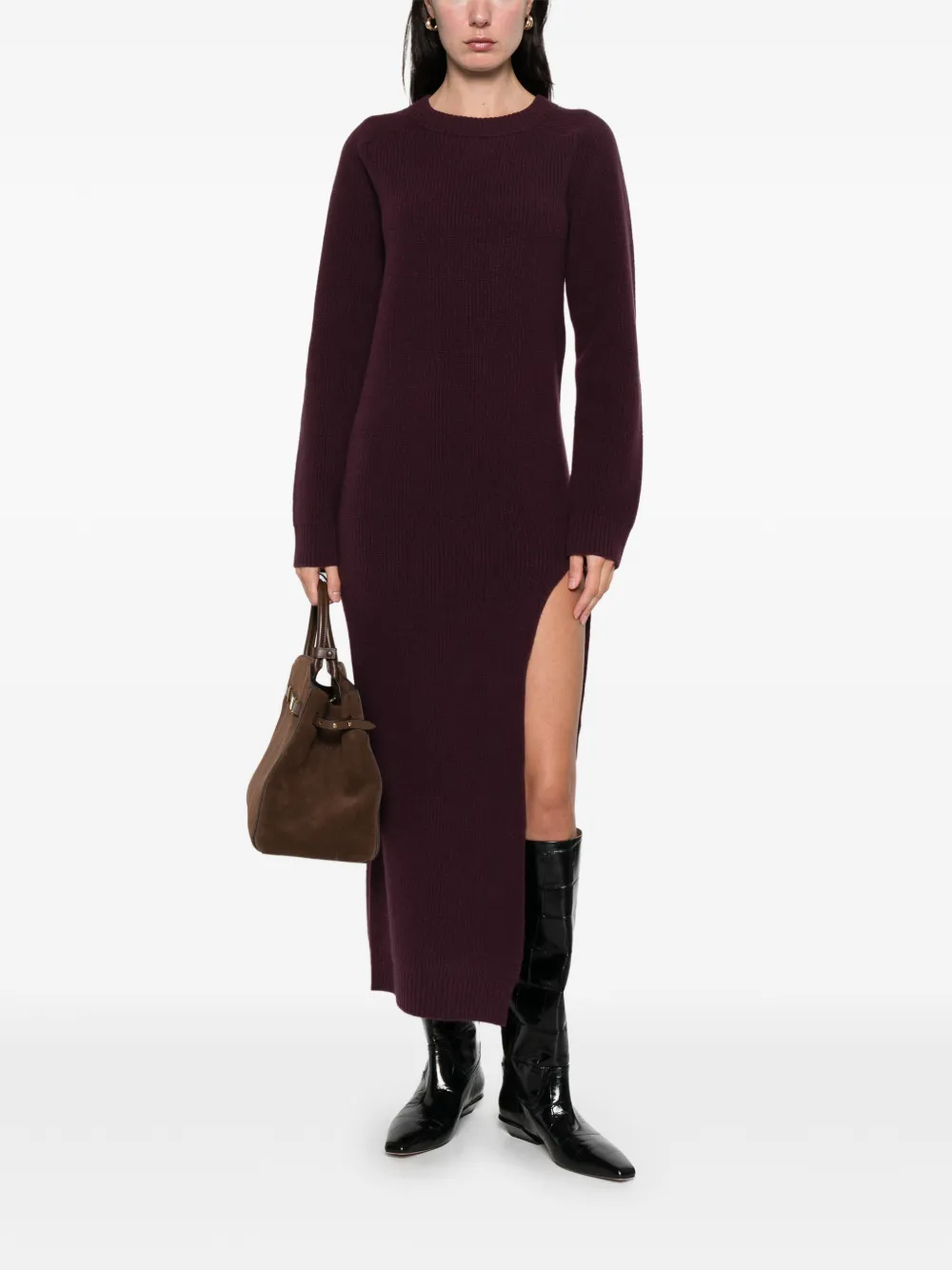 Laneus slit ribbed dress - Paars