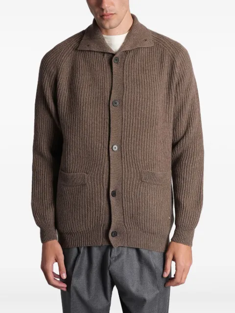 Greyed button ribbed cardigan