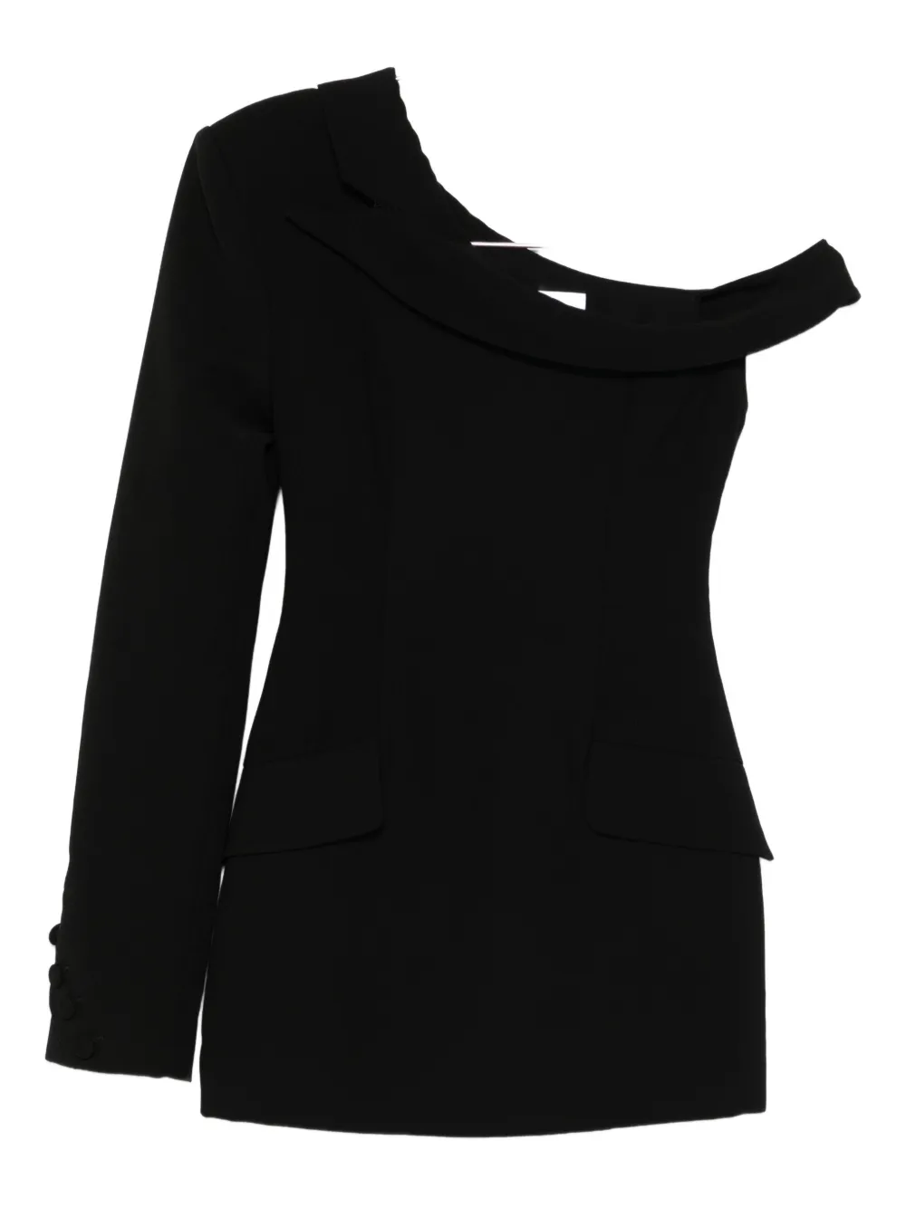 Monot One-shoulder Pocket Dress In Black