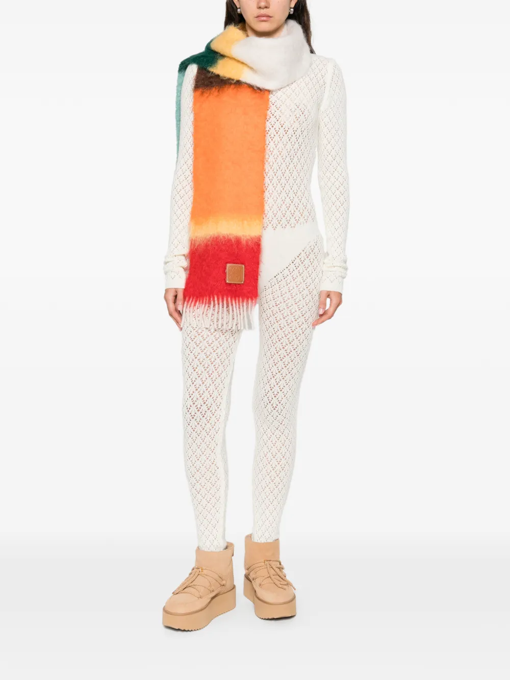 Laneus long-sleeve knitted jumpsuit - Beige