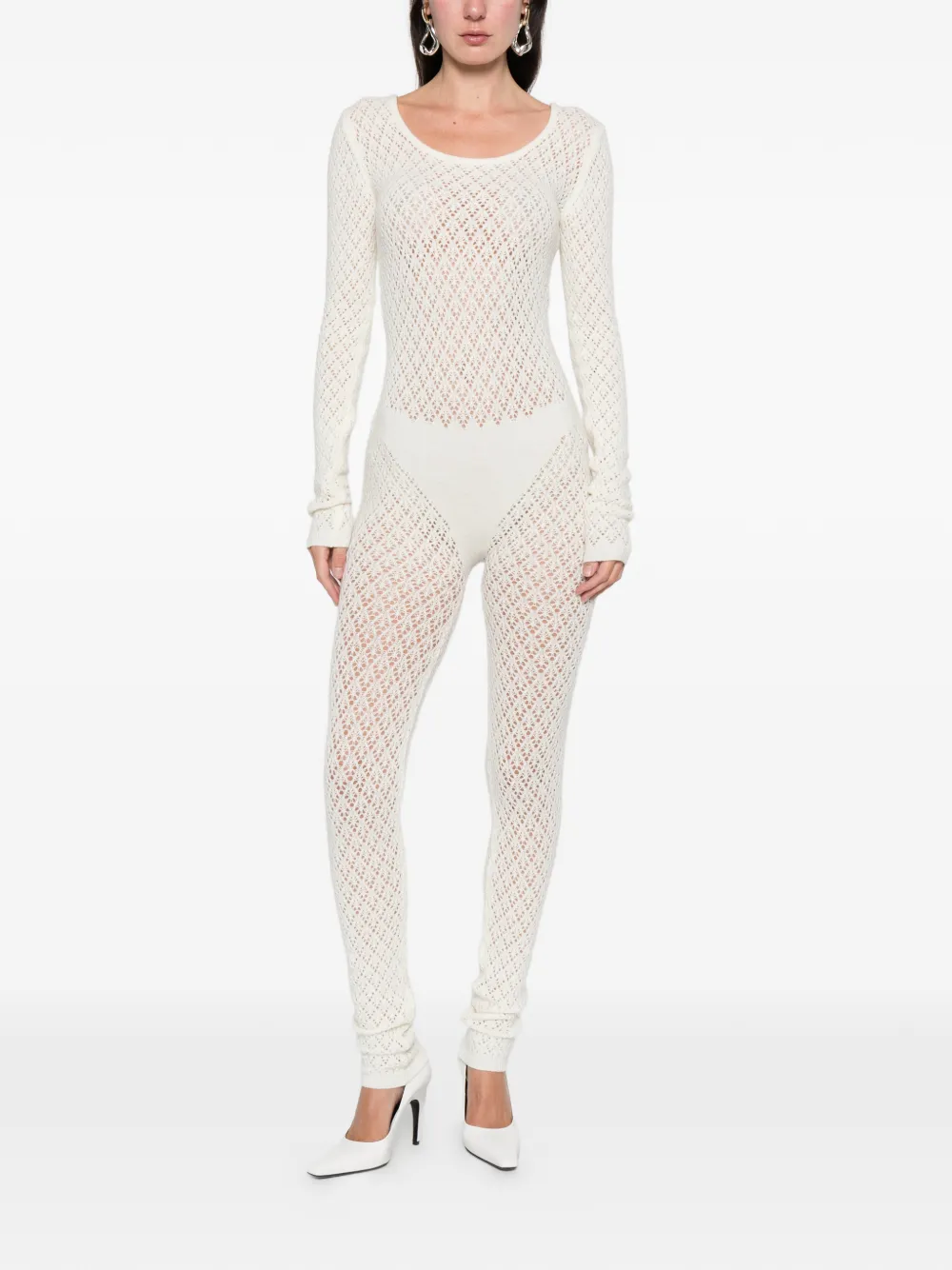  Laneus Long-sleeve Knitted Jumpsuit - Neutrals 