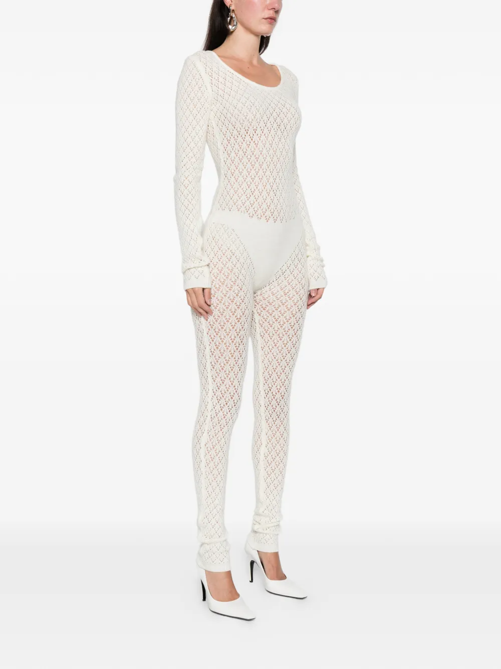  Laneus Long-sleeve Knitted Jumpsuit - Neutrals 
