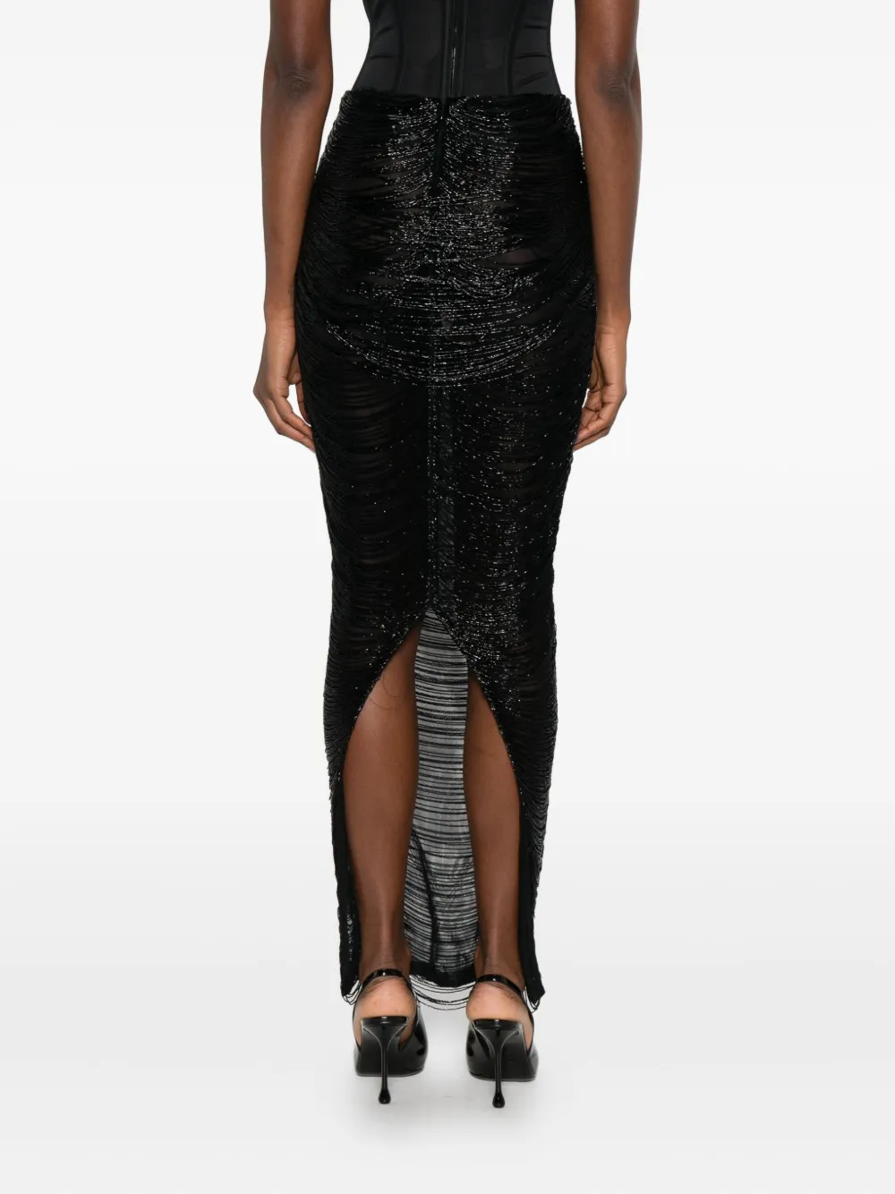 Monot Fringed Maxi Skirt In Black