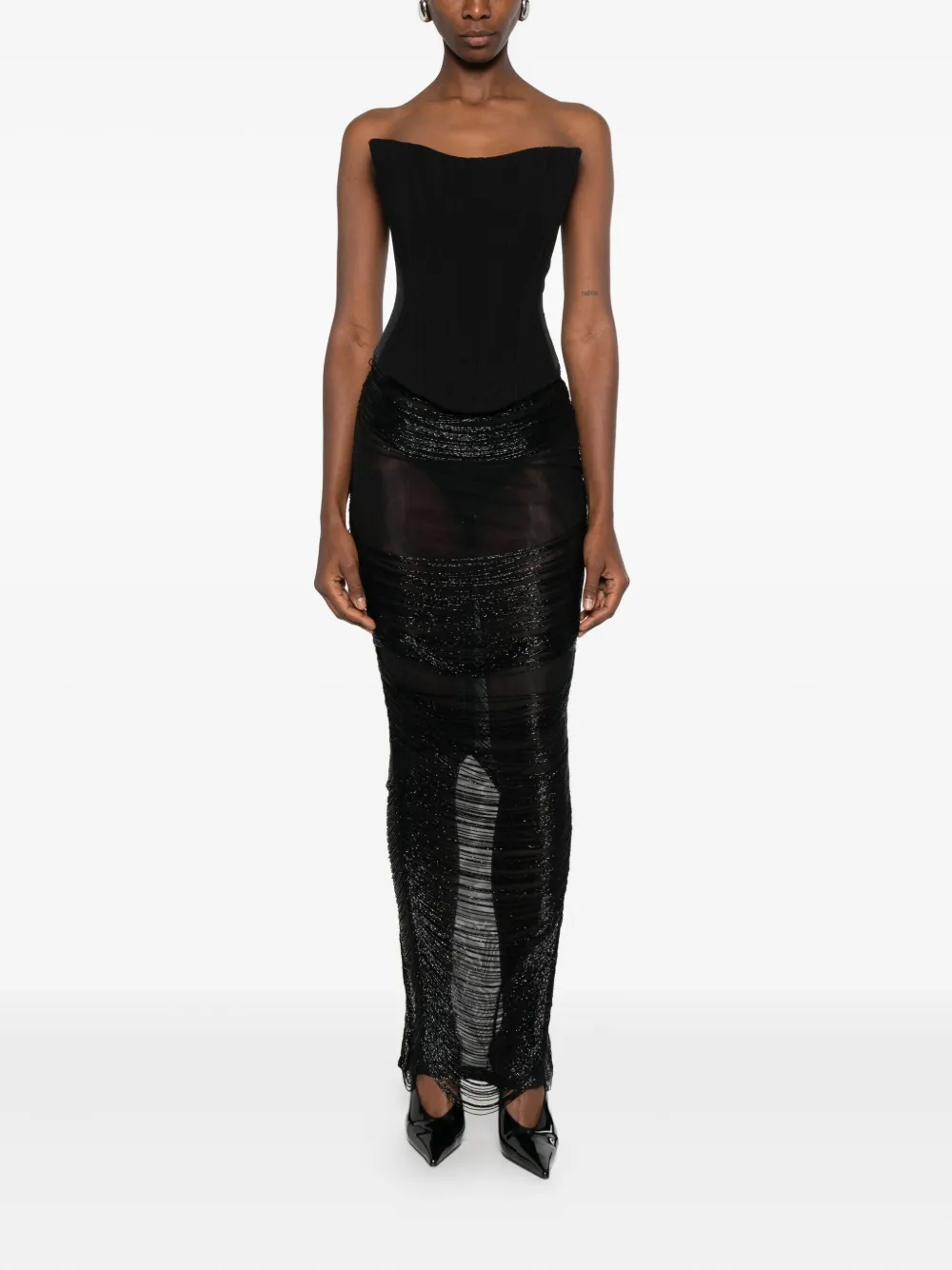 Monot Fringed Maxi Skirt In Black