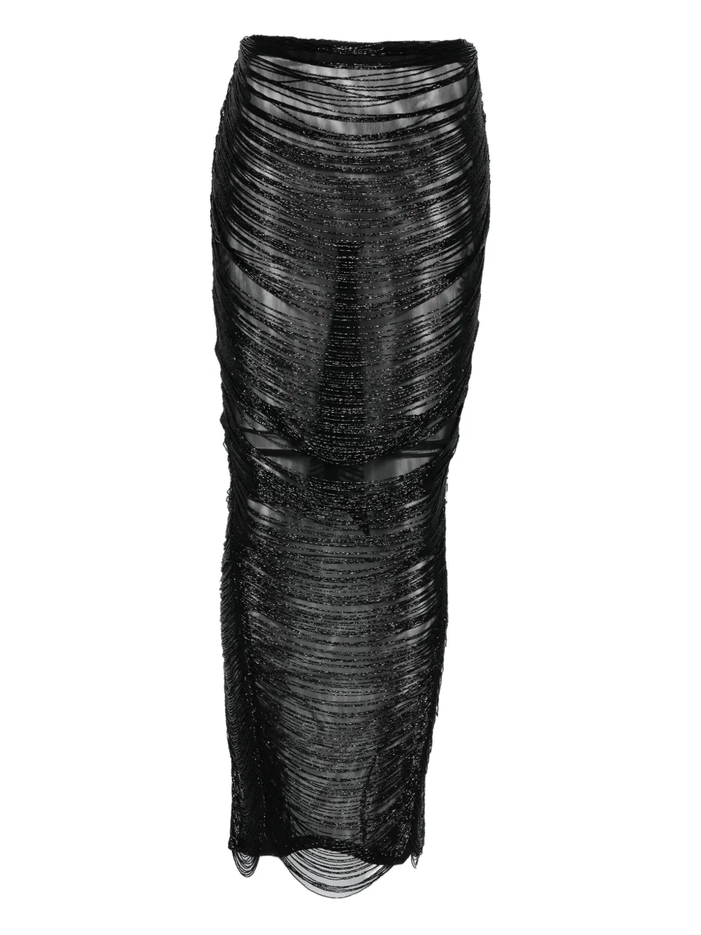 Monot Fringed Maxi Skirt In Black