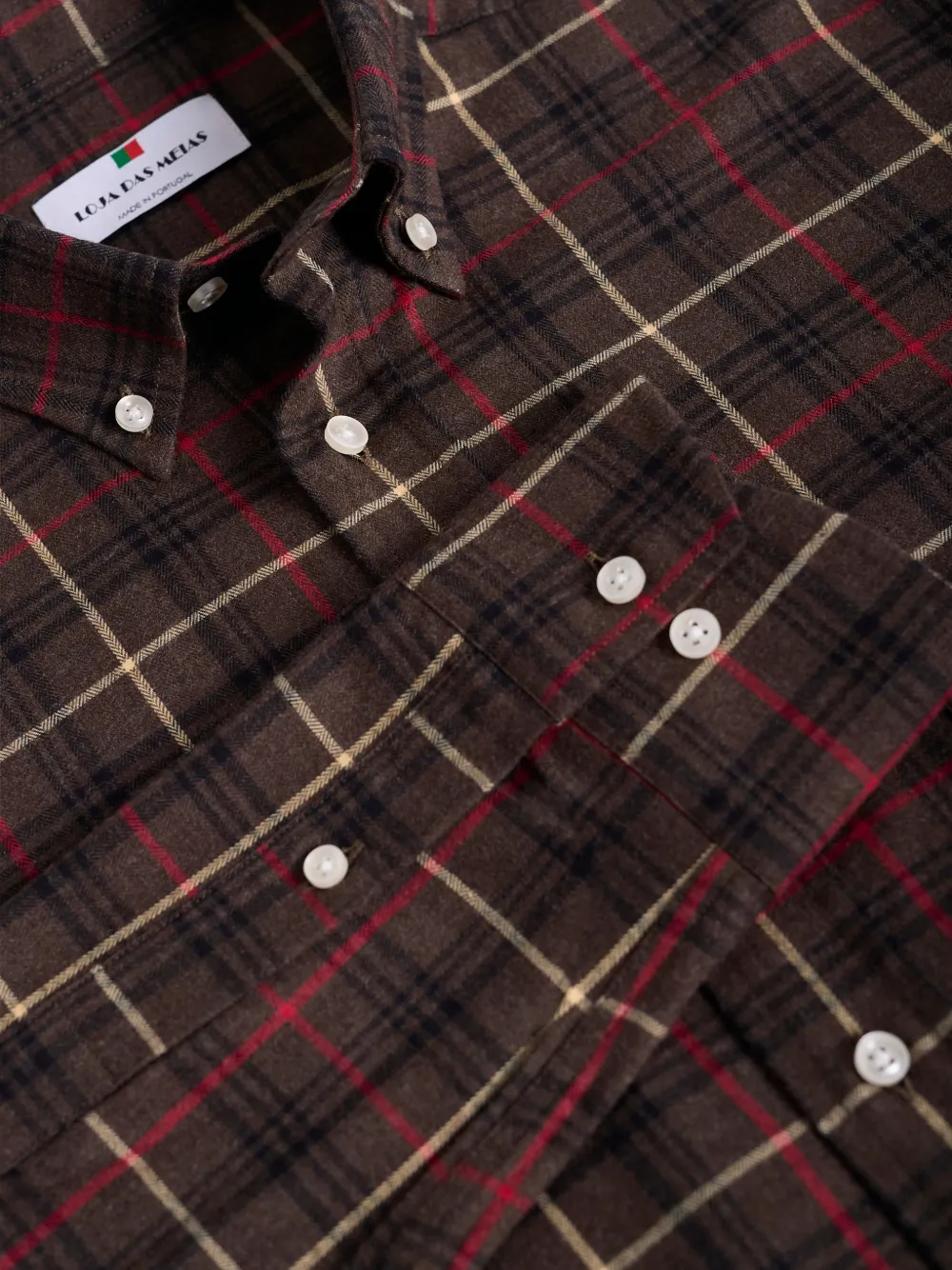 Loja Das Meias Buttoned Checked Shirt In Brown