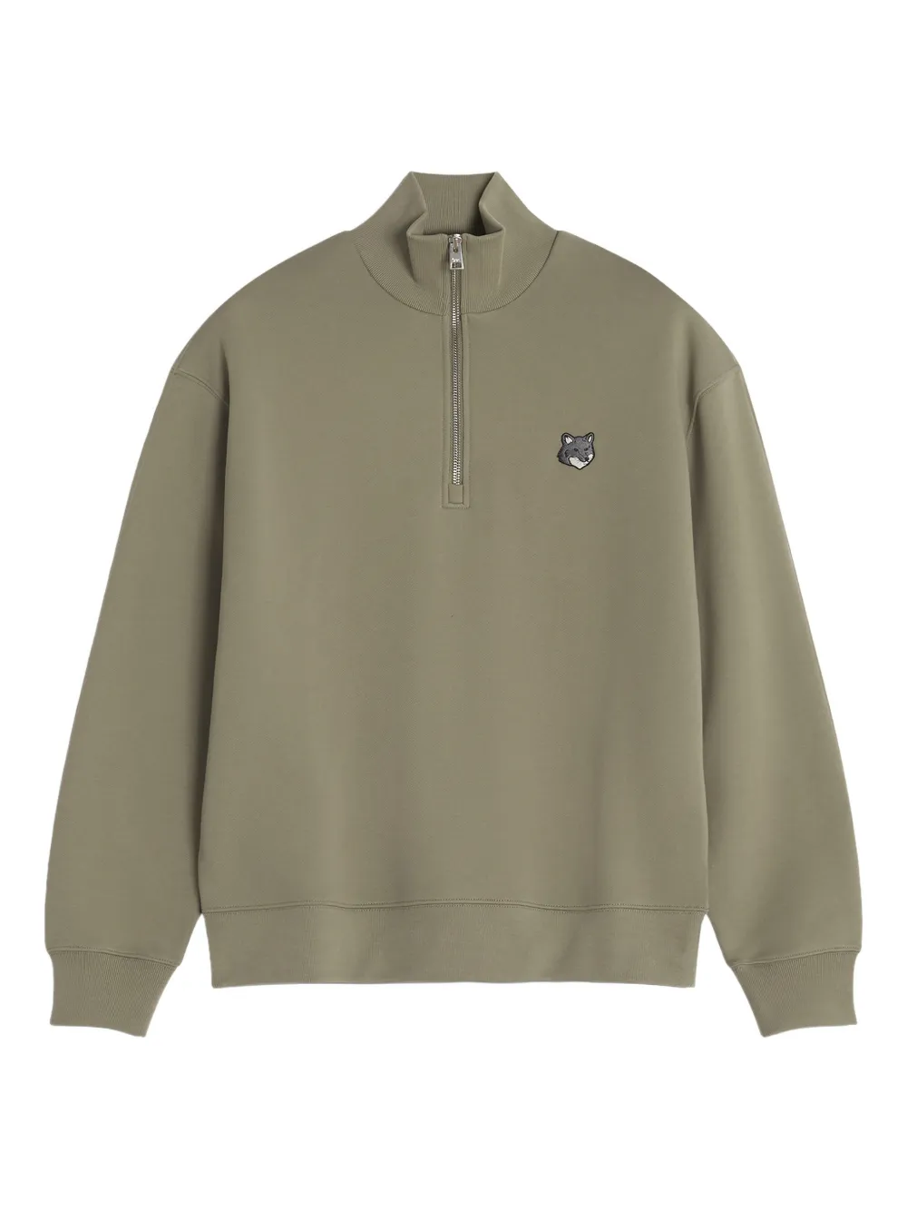 Maison Kitsuné half-zip fox head-embroidered sweatshirt - グリーン Maison Kitsuné half-zip fox head-embroidered sweatshirt - グリーン