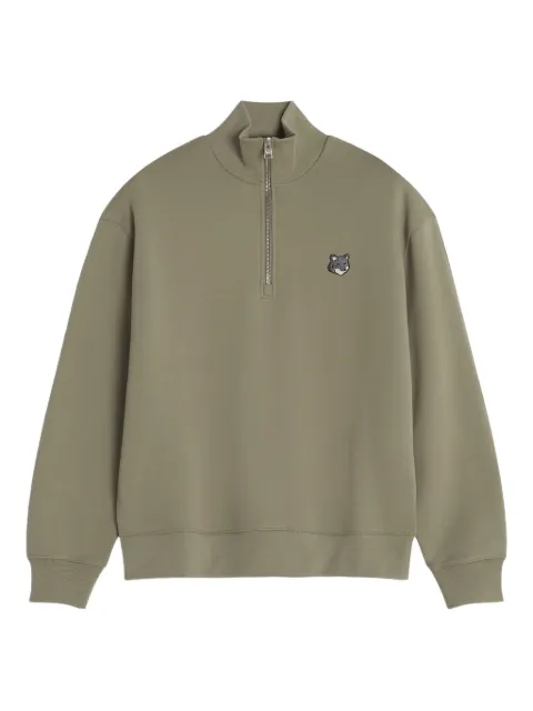 Maison Kitsuné sweatshirt med rævehoved-broderi og kort lynlås