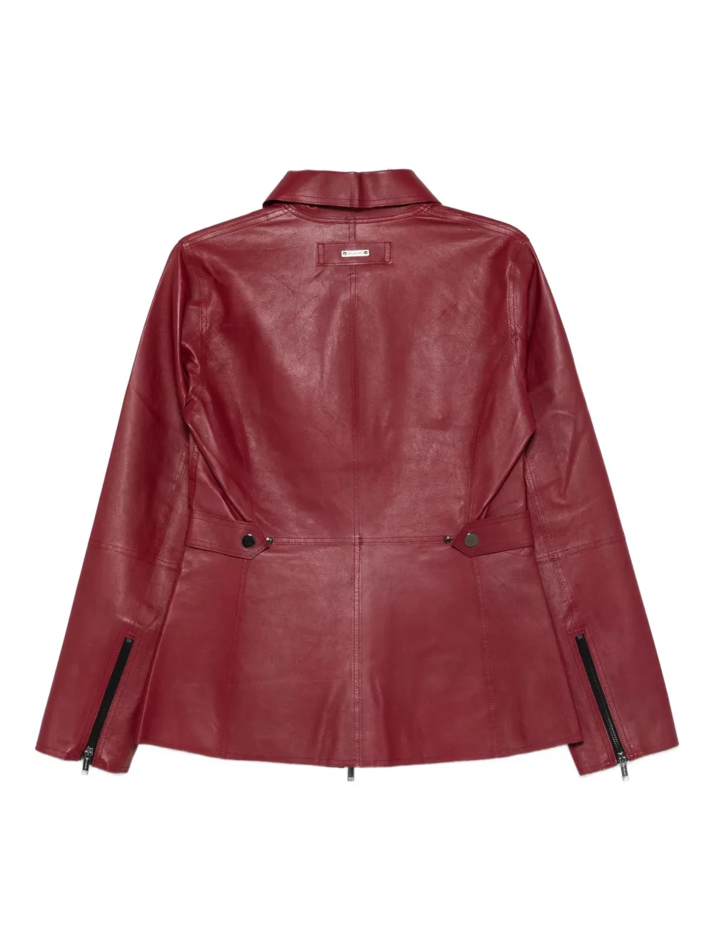 Iceberg Zip Leather Jacket In Burgundy