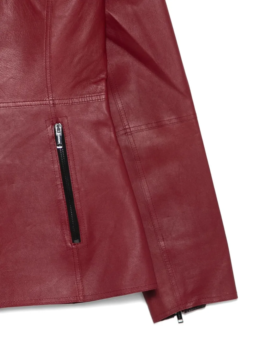 Iceberg Zip Leather Jacket In Burgundy