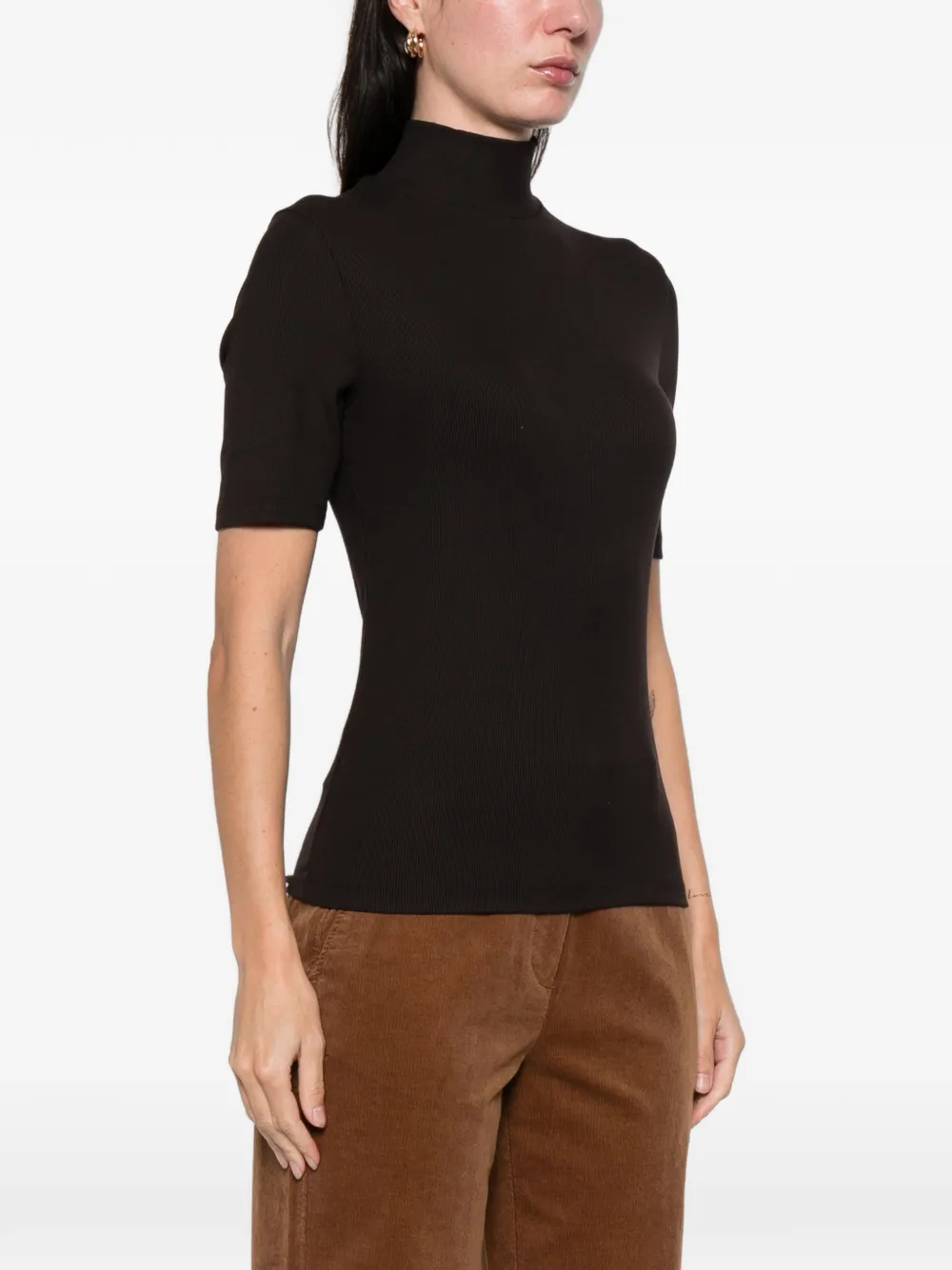 Marc O'polo Roll-neck Short-sleeve Top In Black