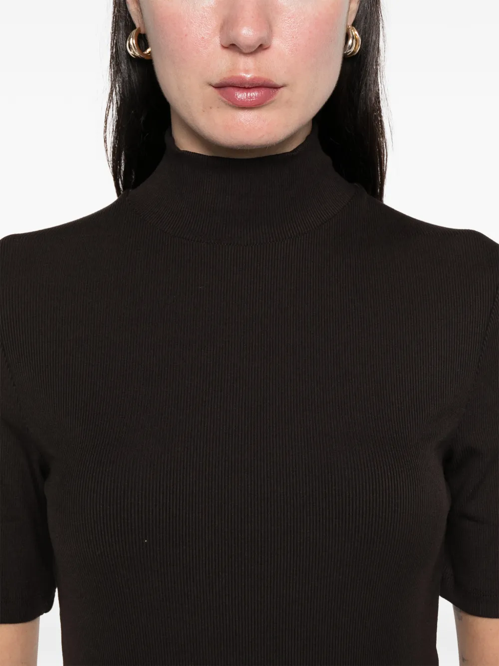 Marc O'polo Roll-neck Short-sleeve Top In Black
