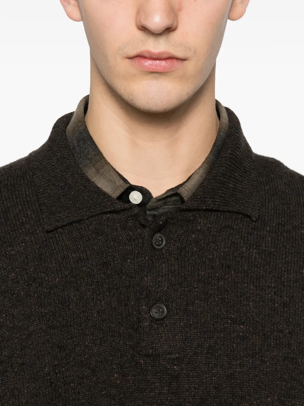 Marc O'Polo Poloshirt met knopen Bruin