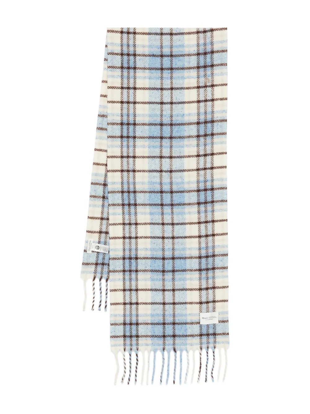 Marc O'Polo checked fringed scarf | Blue | Image 1