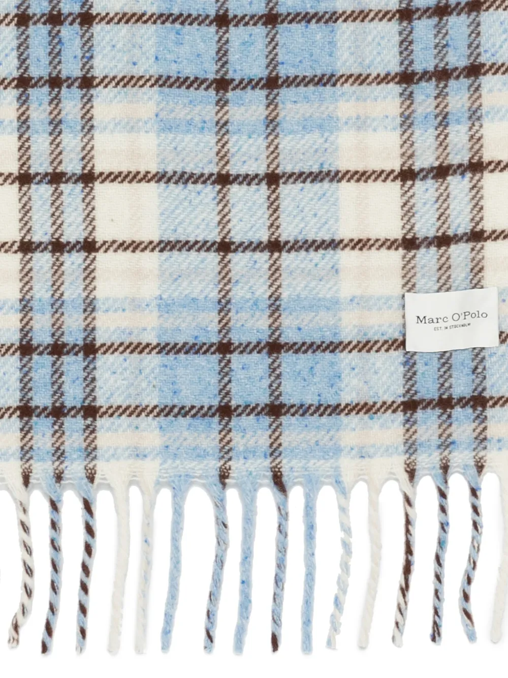 Marc O'polo Checked Fringed Scarf In Blue