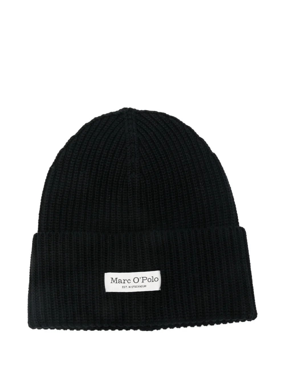 Marc O'polo Cotton Ribbed Beanie Hat In Black