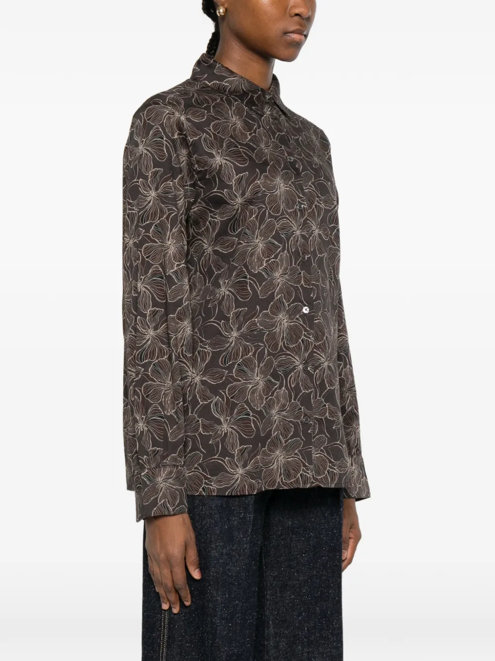 Marc O'polo Floral-pattern Shirt In Gray