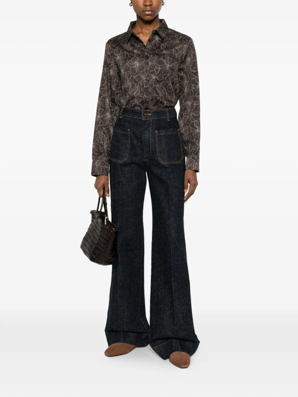 Marc O'Polo floral-pattern shirt - Grijs