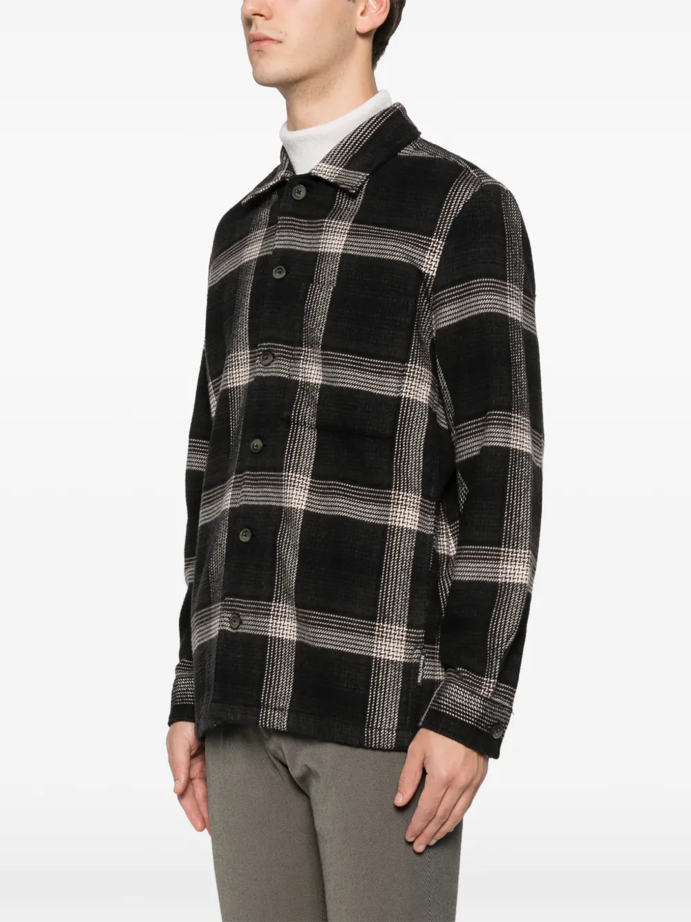 Marc O'polo Buttoned Check Overshirt In Black