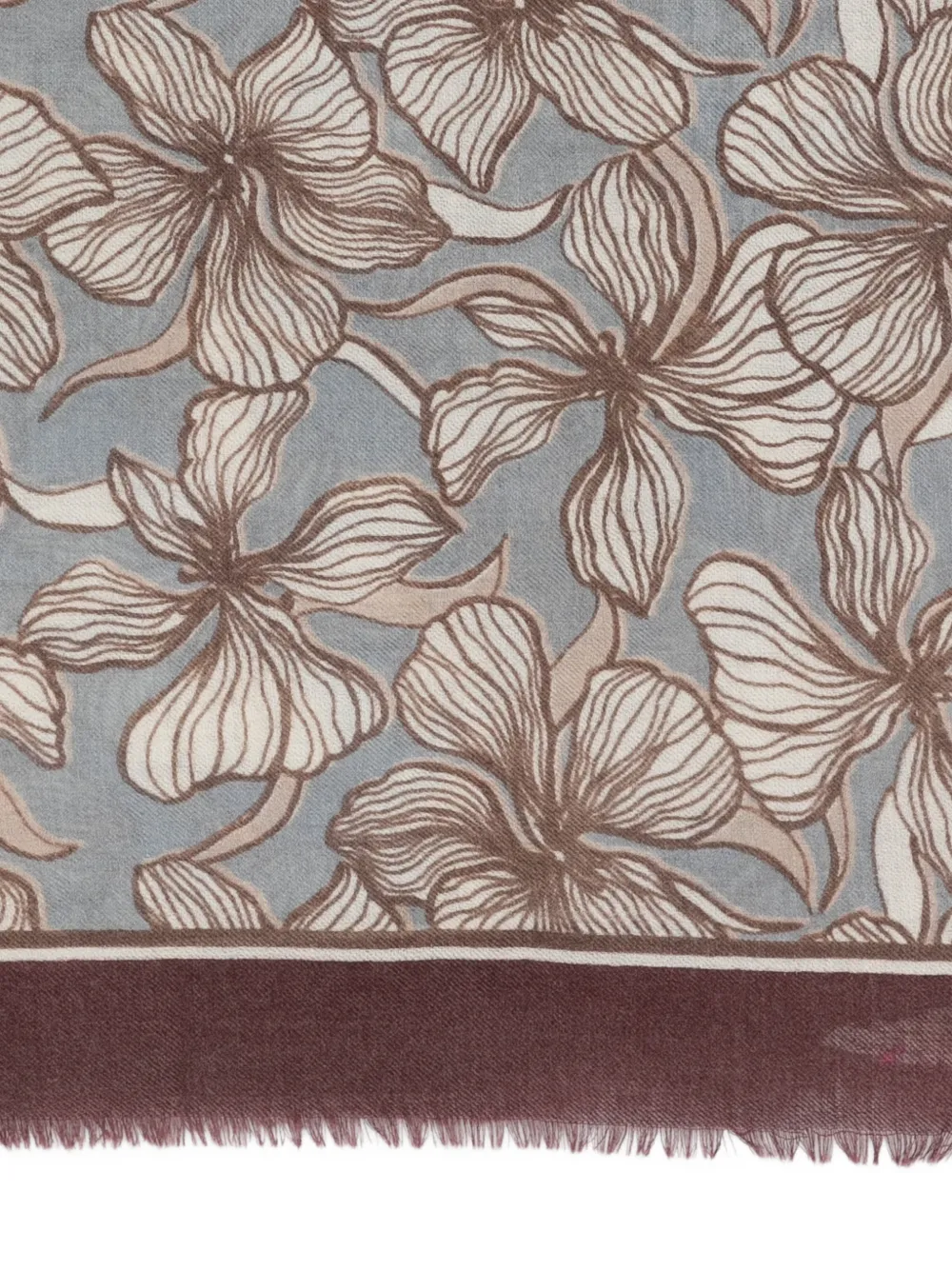 Marc O'Polo floral fringed scarf - Blauw