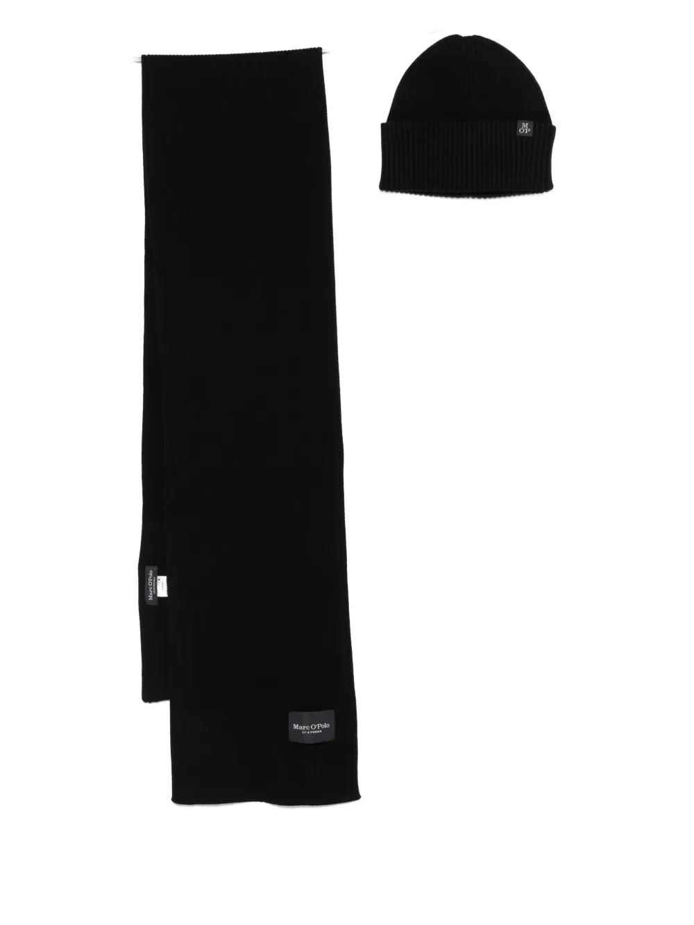 Marc O'Polo ribbed scarf set - Nero