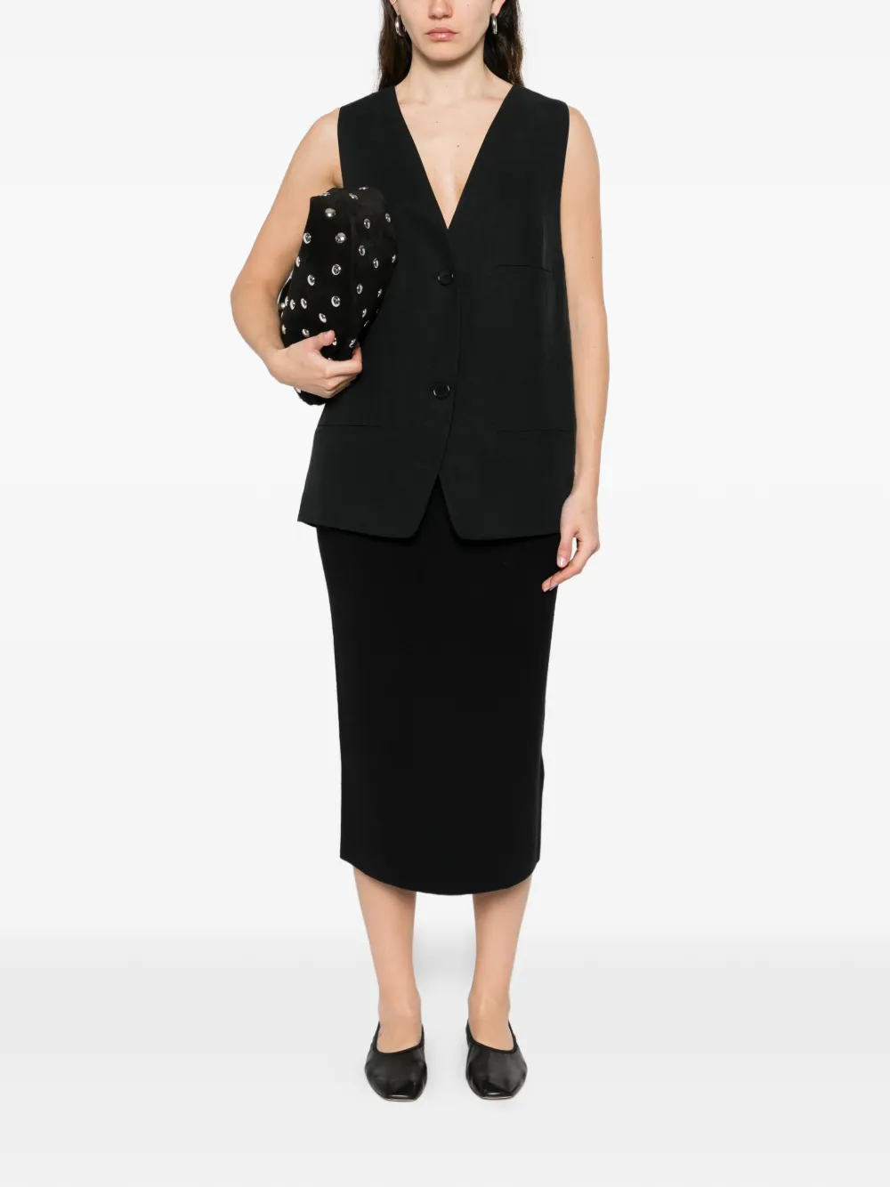 Marc O'Polo fitted midi skirt - Zwart