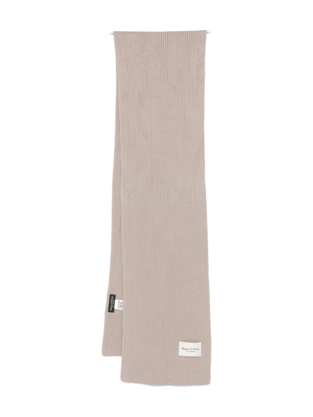 Marc O'polo Logo-patch Ribbed Scarf In Brown