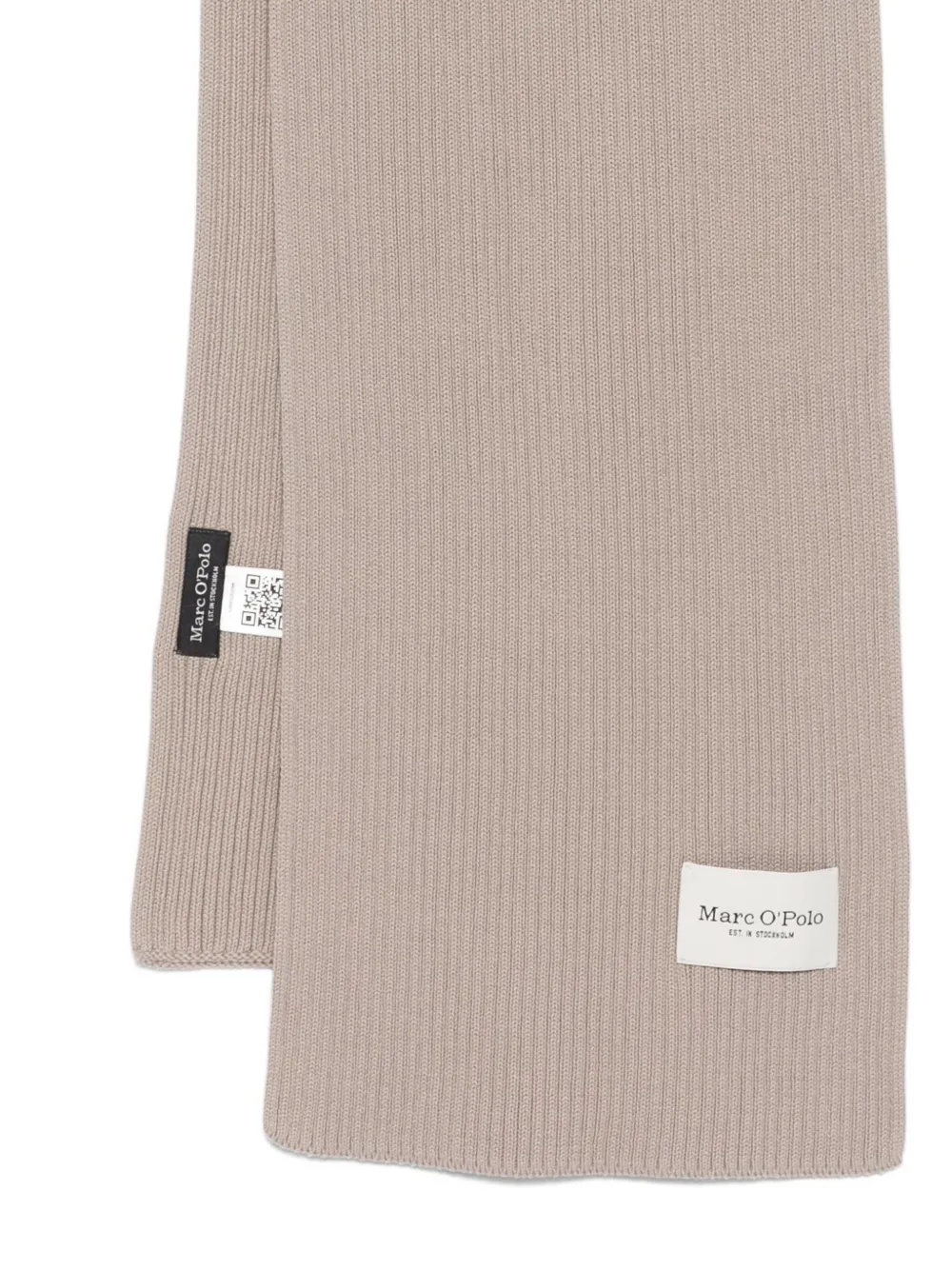 Marc O'polo Logo-patch Ribbed Scarf In Brown
