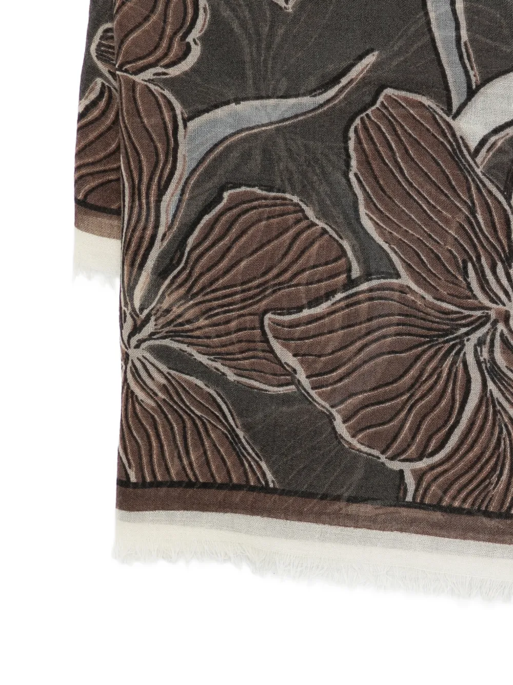 Marc O'Polo floral fringed scarf - Bruin