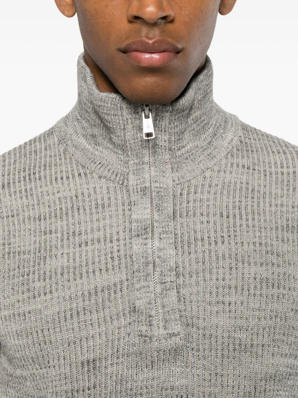 Marc O'polo Zip Heavy Knit Sweater In Gray