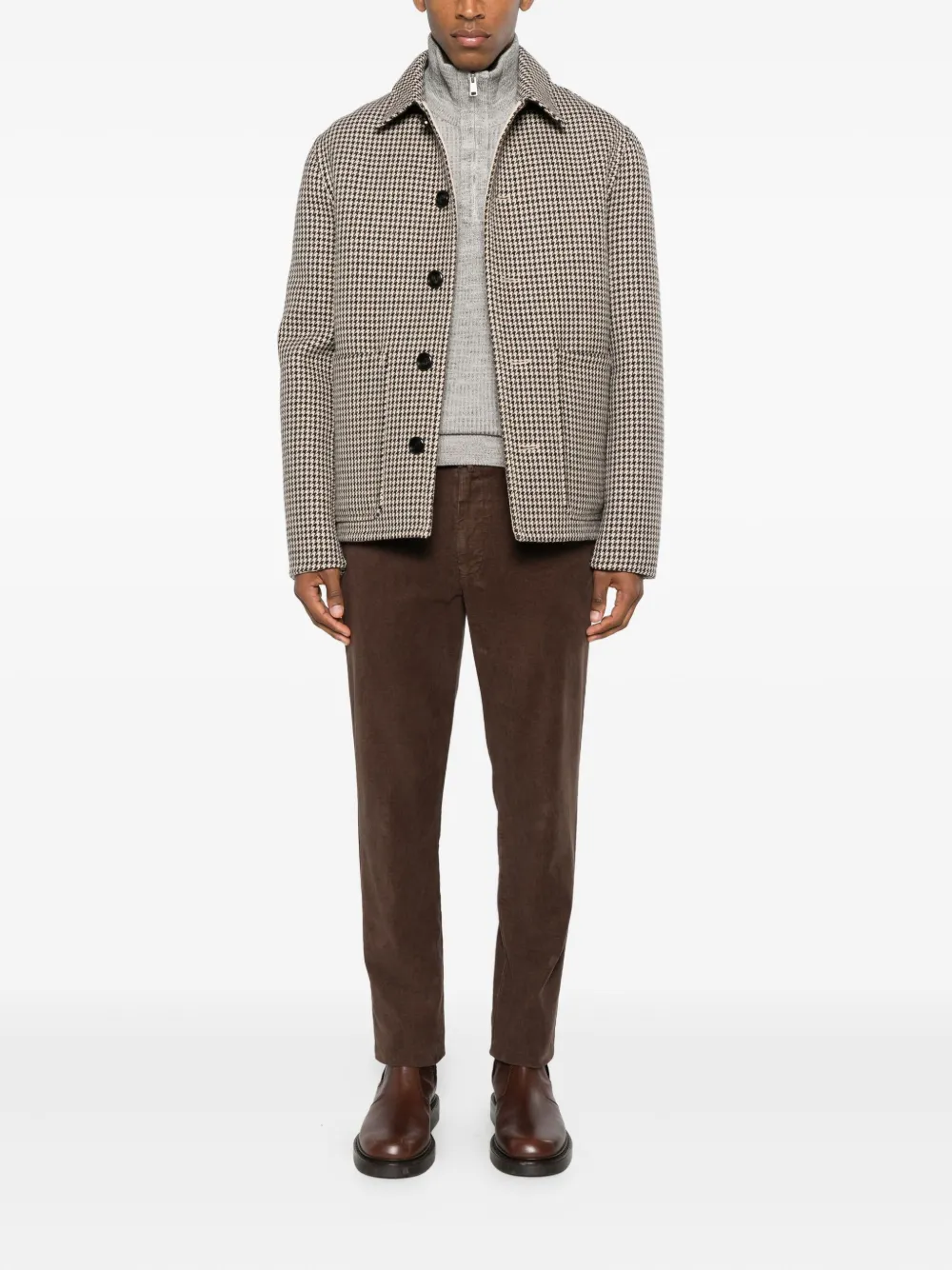 Marc O'Polo zip heavy knit sweater - Grijs