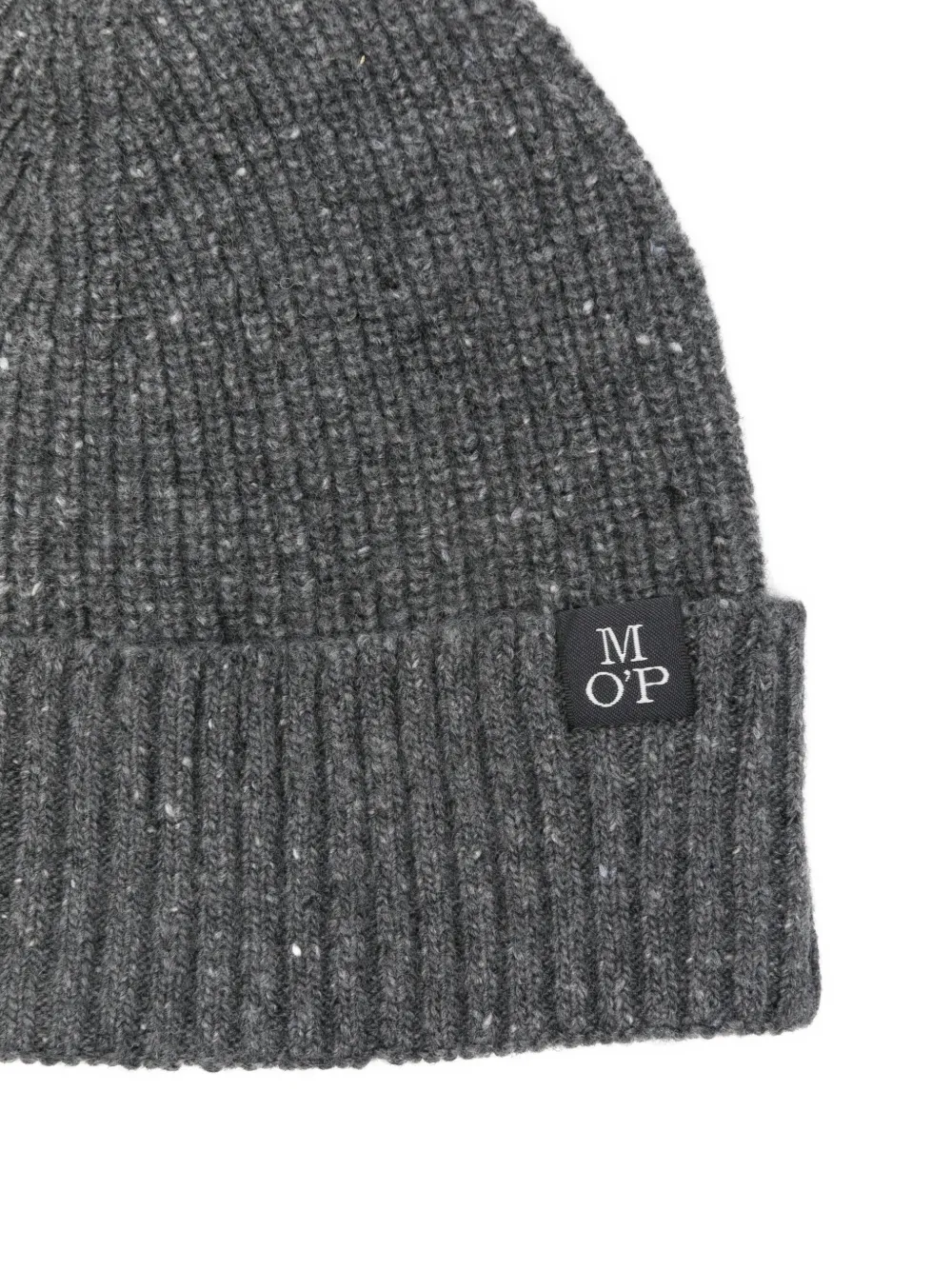 Marc O'polo Logo-patch Ribbed Beanie Hat In Gray