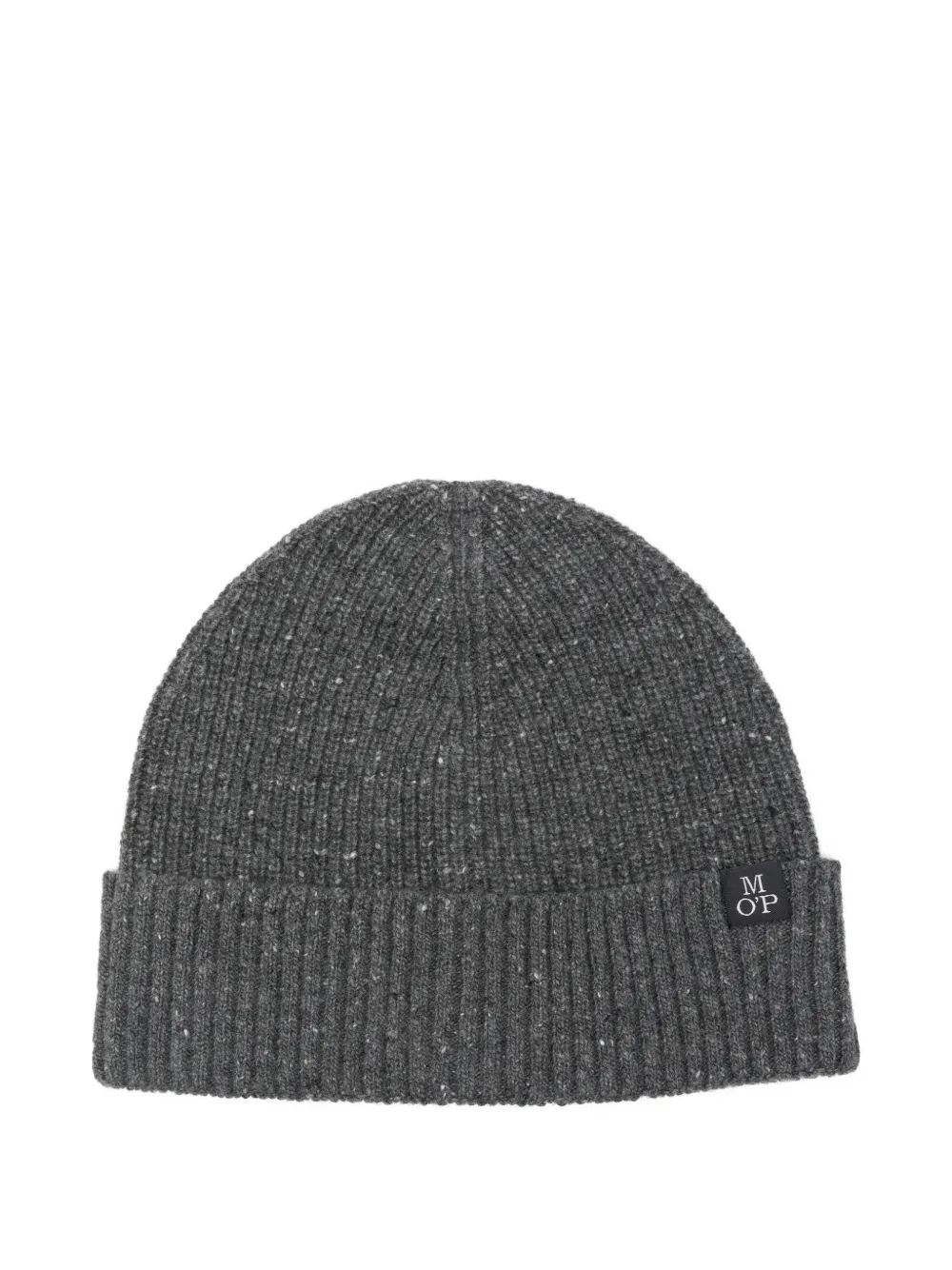 Marc O'Polo logo-patch ribbed beanie hat | Grey | Image 1