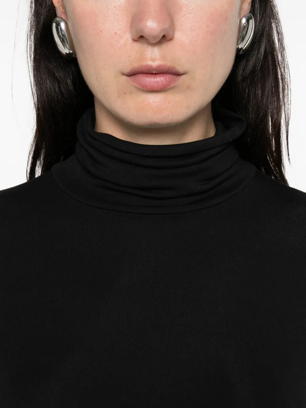 Marc O'Polo Jersey top met col en lange mouwen Zwart