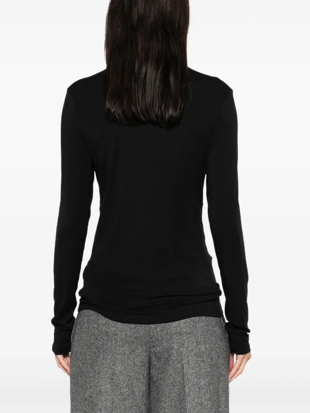 Marc O'Polo Jersey top met col en lange mouwen Zwart