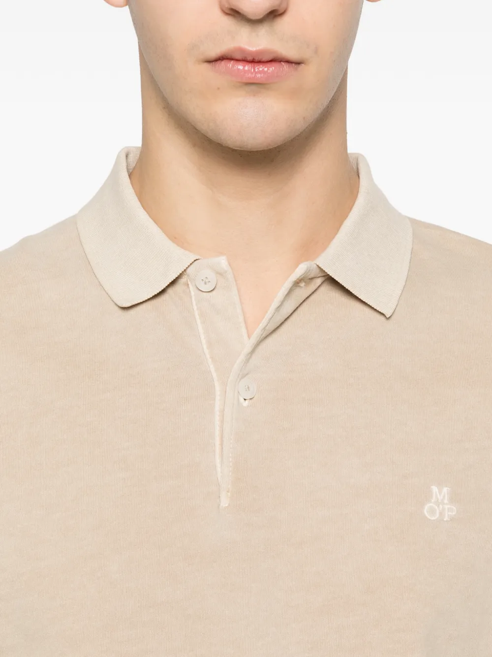 Marc O'Polo Poloshirt met lange mouwen Beige