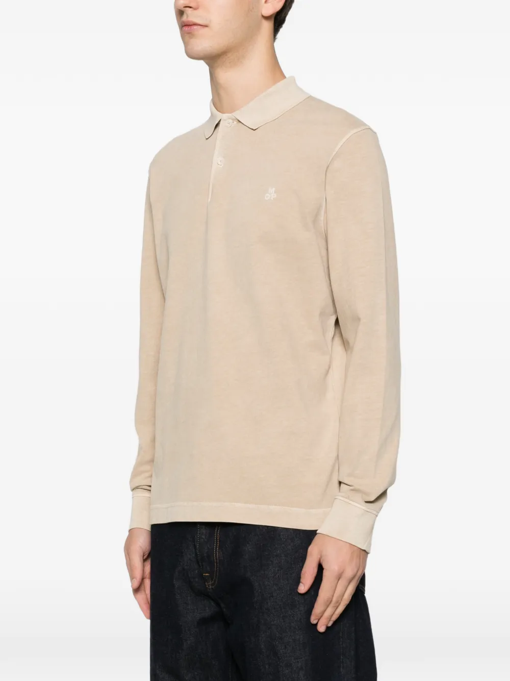 Marc O'Polo Poloshirt met lange mouwen Beige