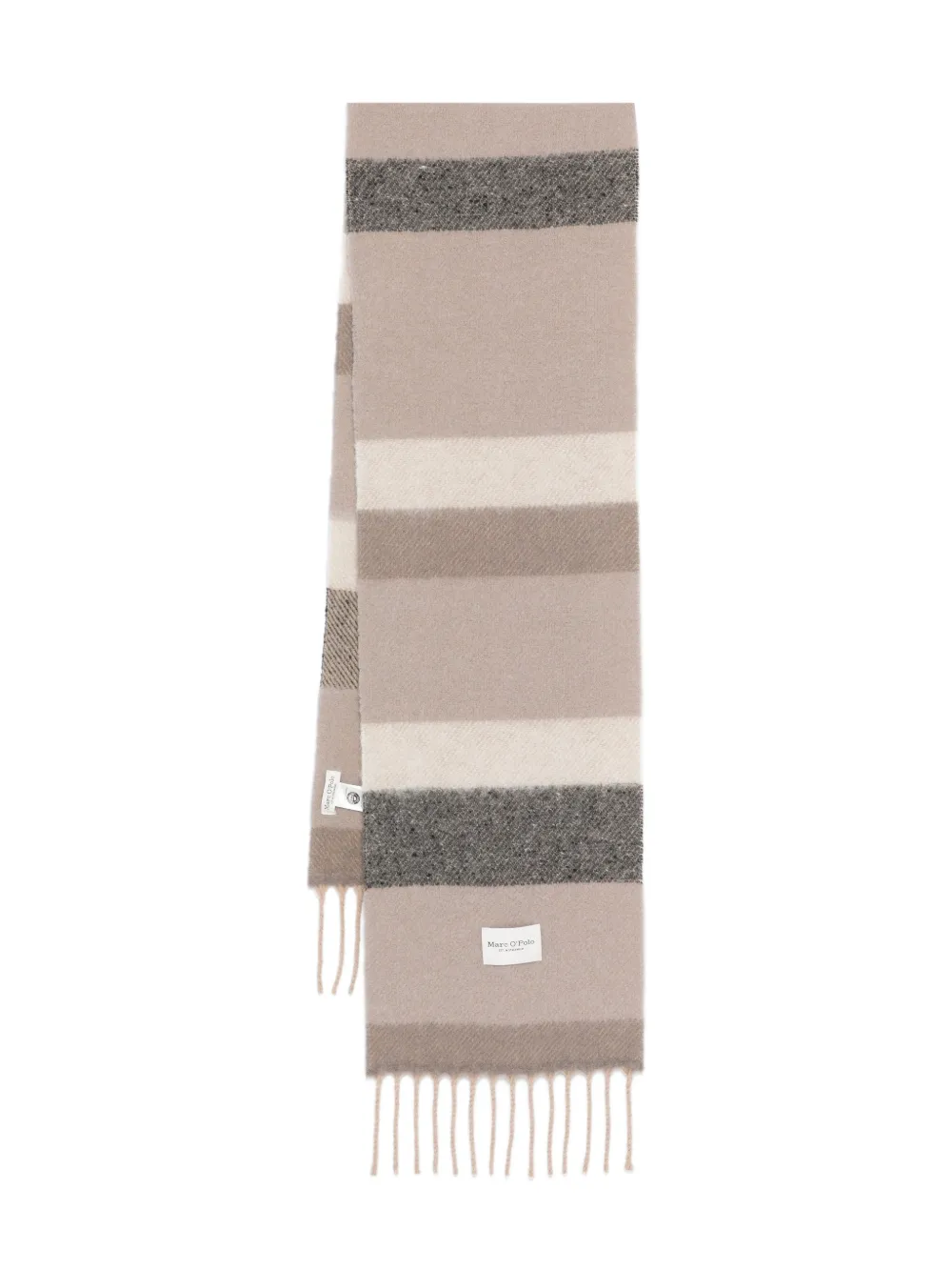 Marc O'Polo striped-pattern fringed scarf | Neutrals | Image 1
