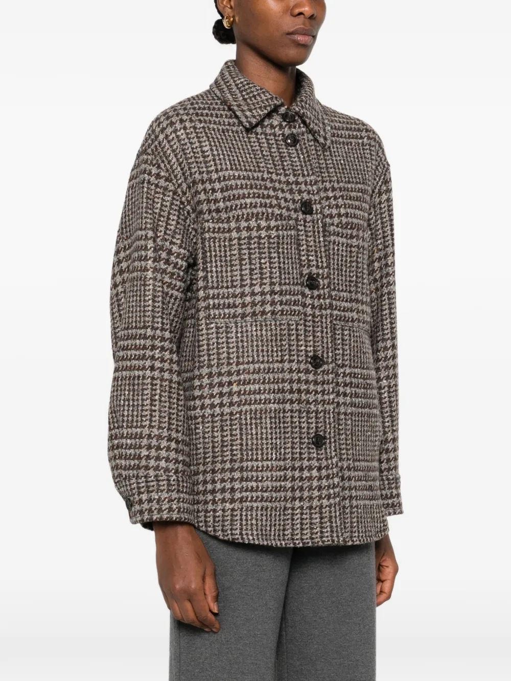 Marc O'polo Checked Overshirt In Brown