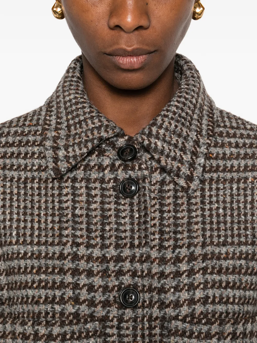 Marc O'polo Checked Overshirt In Brown