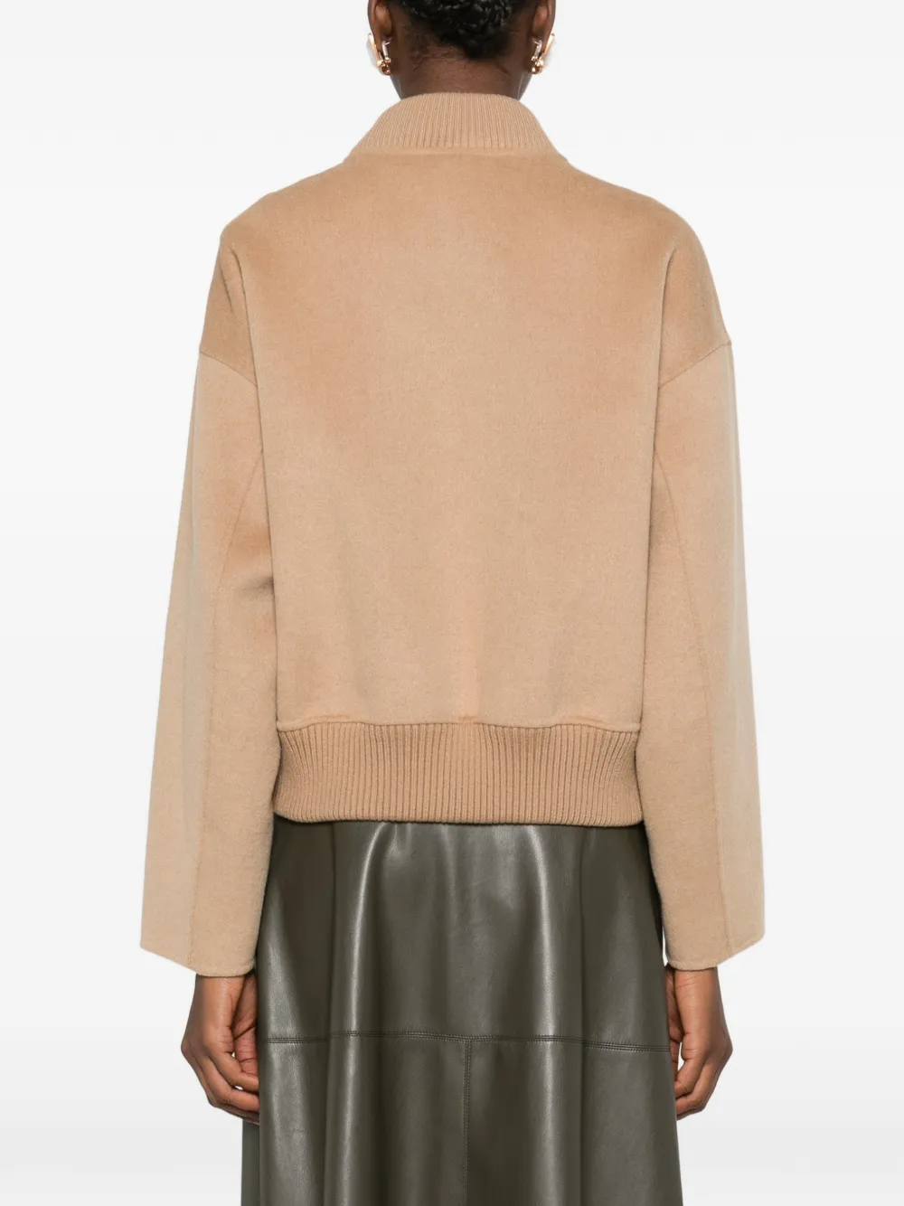 Marc O'polo Ribbed Bomber Top In Neutral