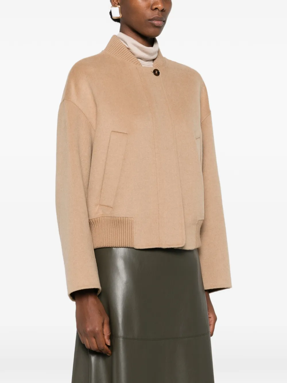 Marc O'polo Ribbed Bomber Top In Neutral