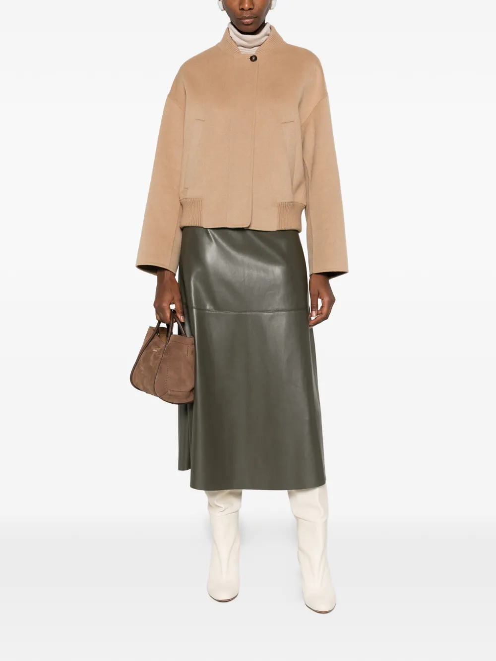 Marc O'polo Ribbed Bomber Top In Neutral